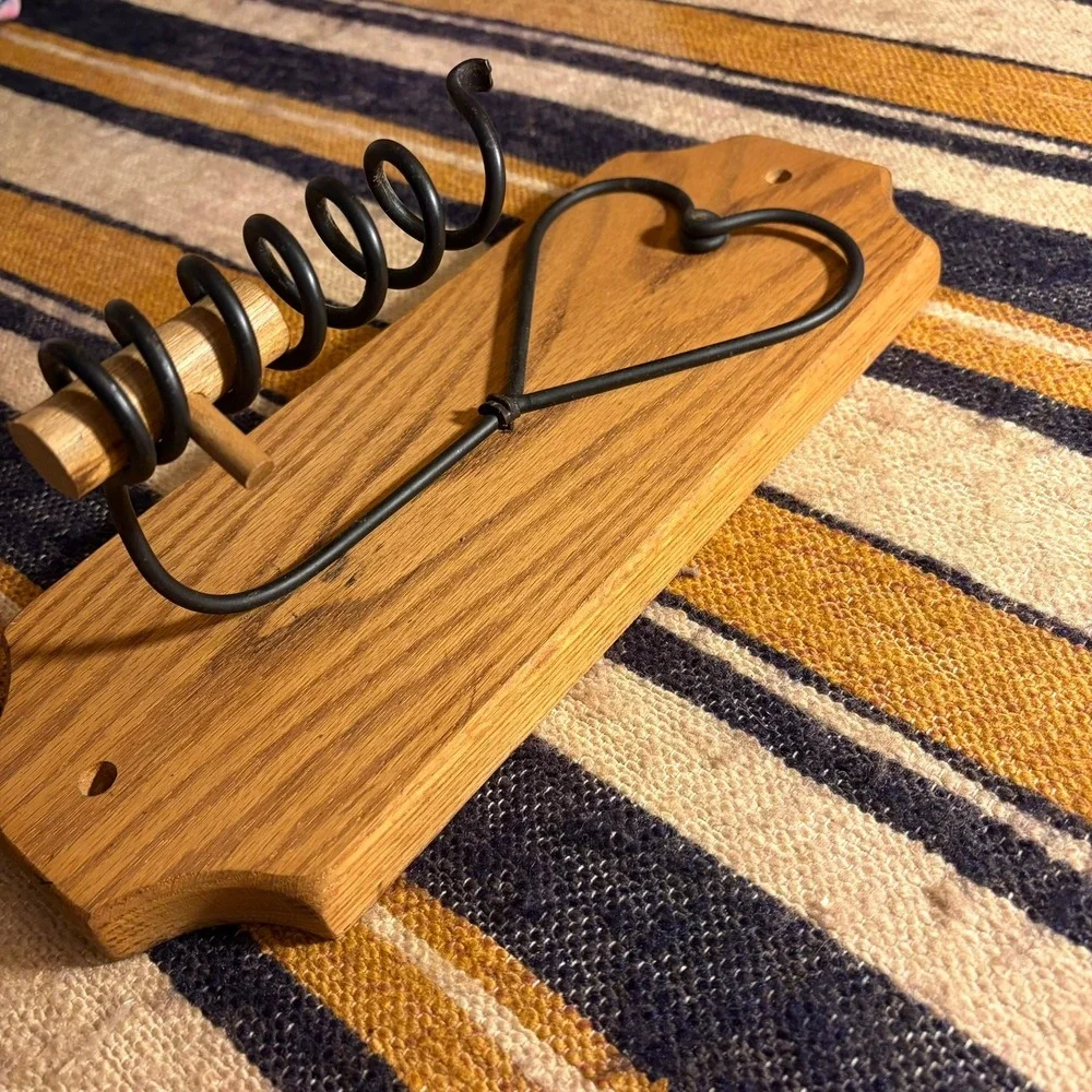 Vintage Wall Candle Holder Heart Wrought Iron Oak Rustic Sconce Decor Granny